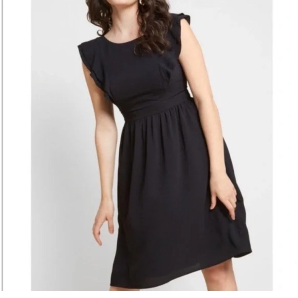 Fervour Mod Cloth A Joy To Be Blissful A Line Black Ruffle Mini Dress